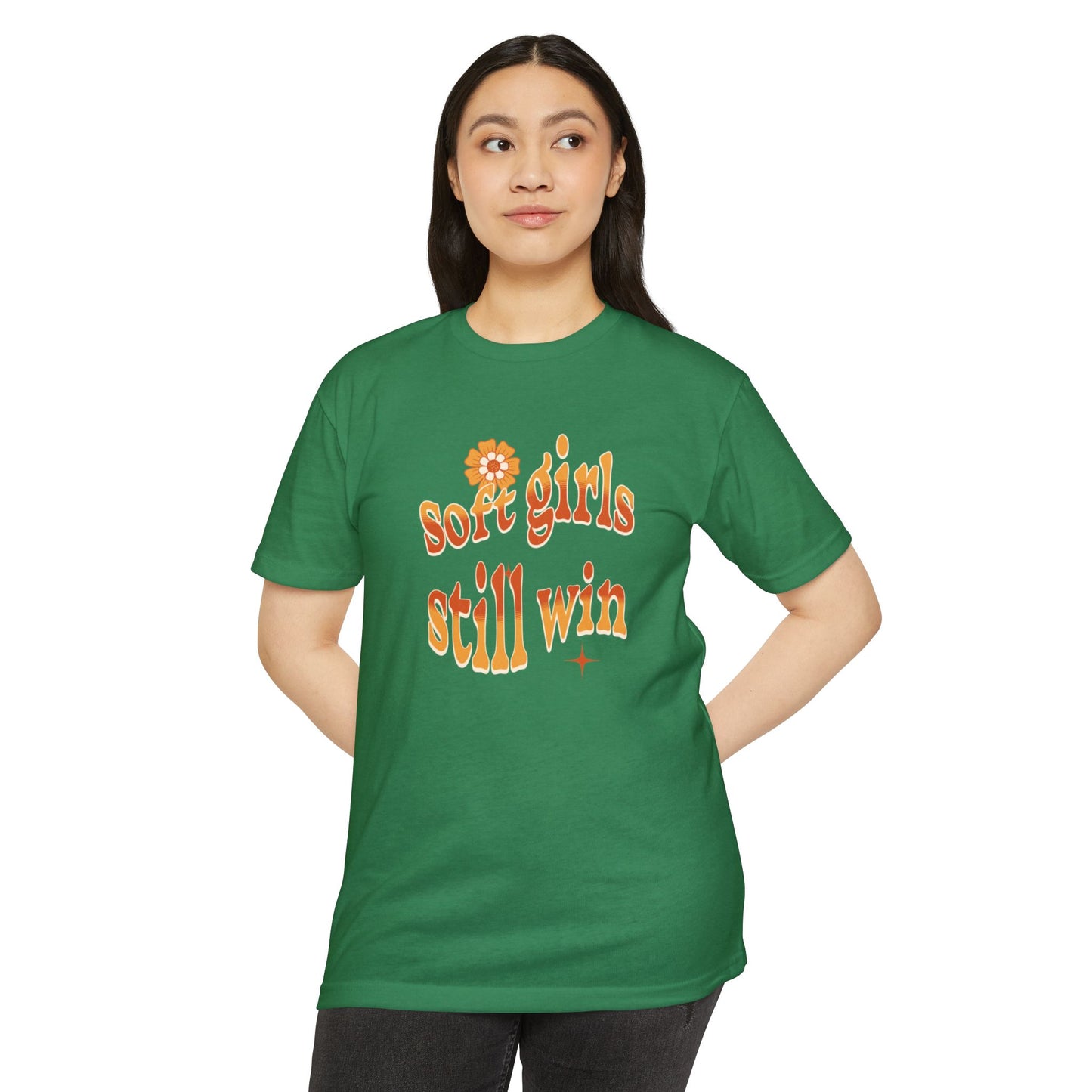Soft Girls Still Win Unisex Jersey T-Shirt | Trendy Green Tee for Positive Vibes