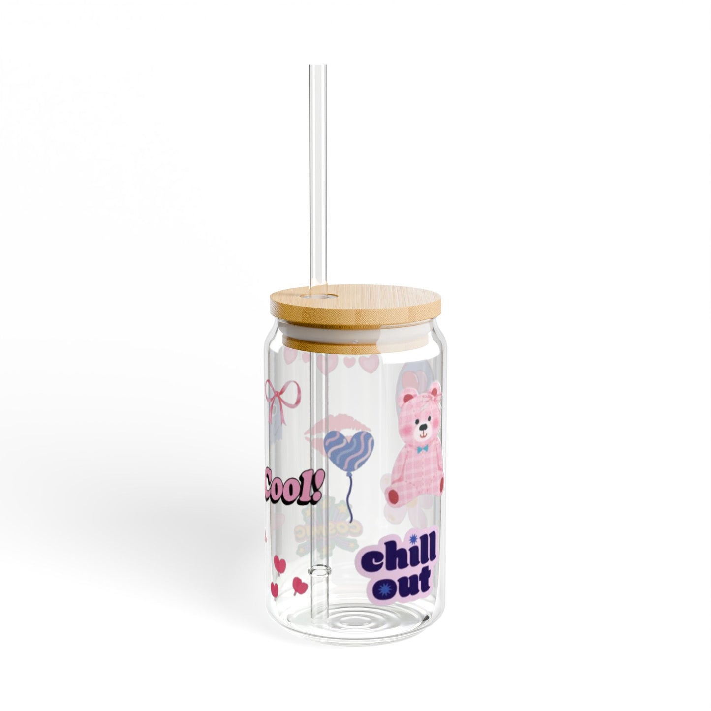 Colorful Sipper Glass with Straw - 16oz - Fun, Playful Design for Kids and Adults, Perfect for Parties and Everyday Use