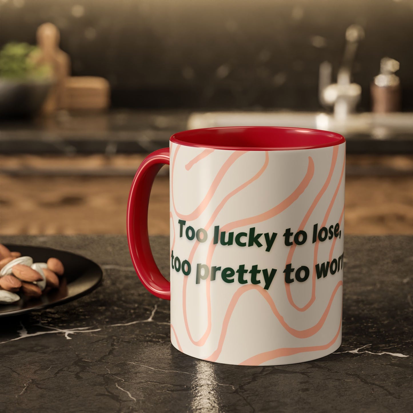 Colorful Motivational Mug - 'Lucky to Lose, Pretty to Worry' - Perfect Gift for Dreamers and Creatives