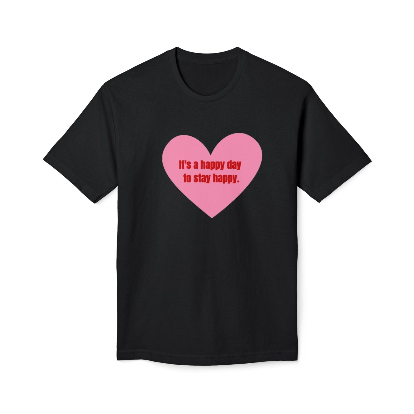 Positive Vibes Unisex Midweight T-shirt - "It's a Happy Day to Stay Happy"