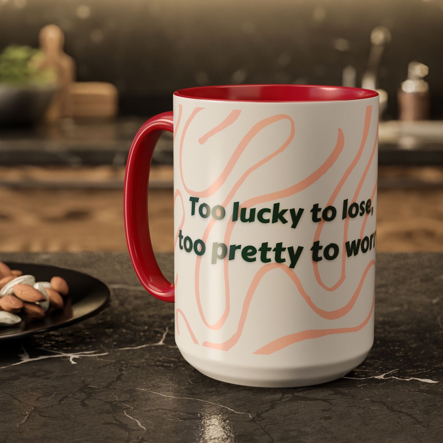 Colorful Motivational Mug - 'Lucky to Lose, Pretty to Worry' - Perfect Gift for Dreamers and Creatives