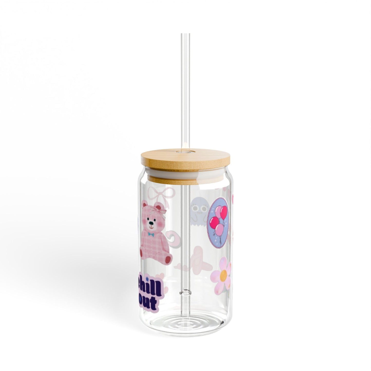 Colorful Sipper Glass with Straw - 16oz - Fun, Playful Design for Kids and Adults, Perfect for Parties and Everyday Use