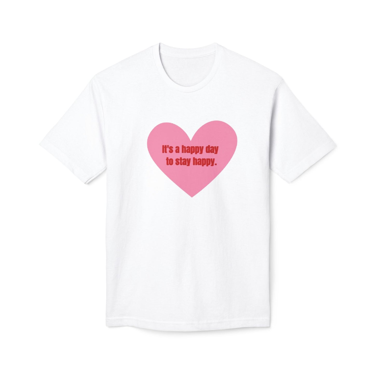 Positive Vibes Unisex Midweight T-shirt - "It's a Happy Day to Stay Happy"