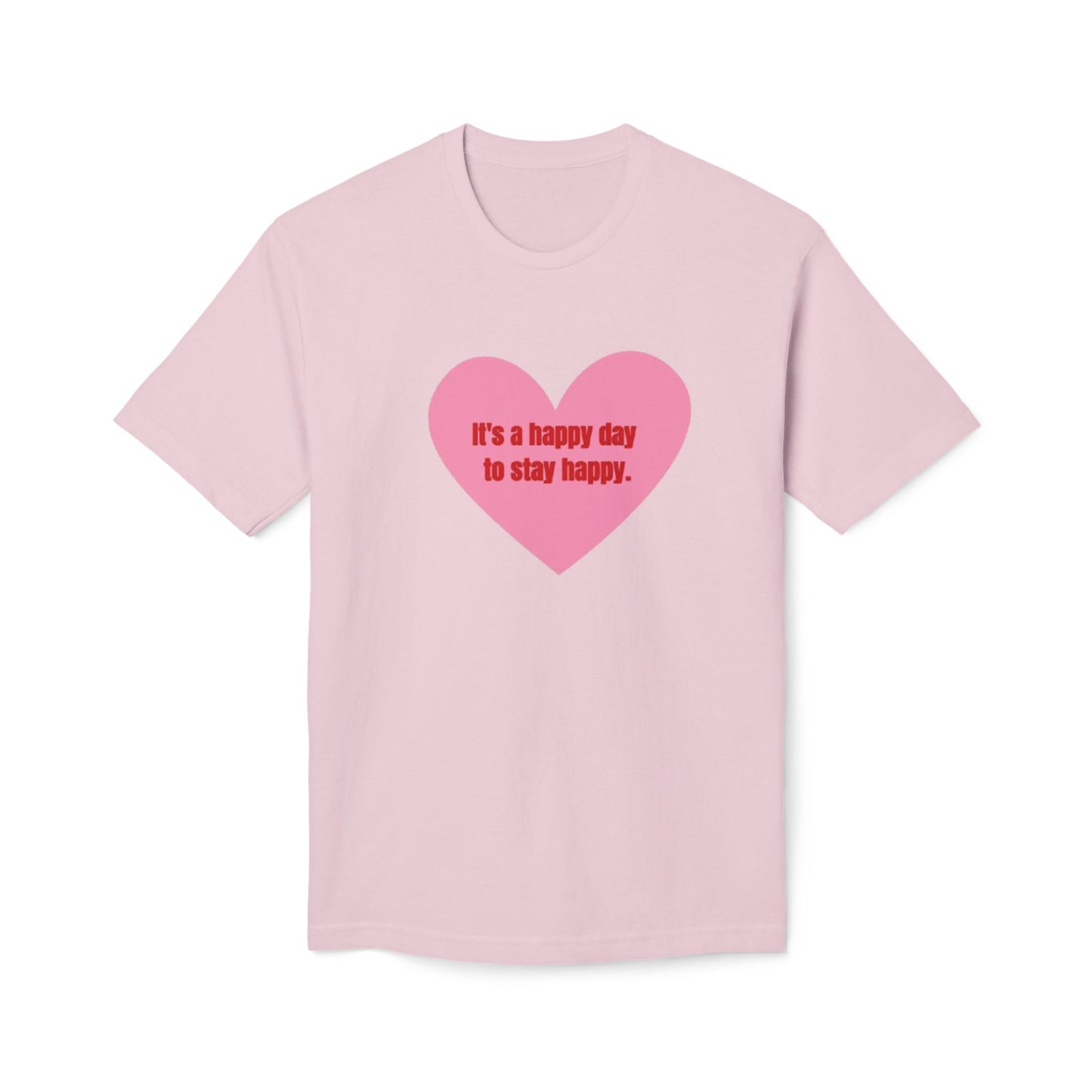 Positive Vibes Unisex Midweight T-shirt - "It's a Happy Day to Stay Happy"