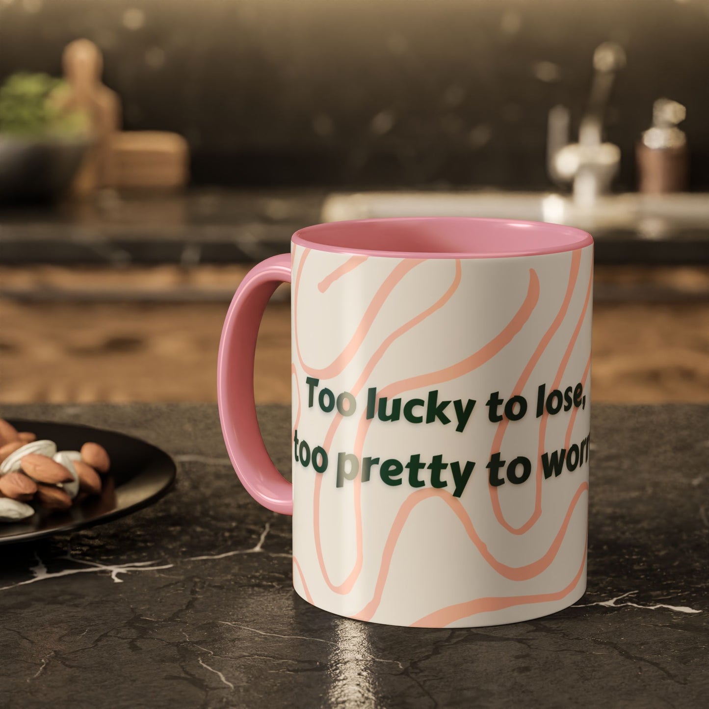 Colorful Motivational Mug - 'Lucky to Lose, Pretty to Worry' - Perfect Gift for Dreamers and Creatives