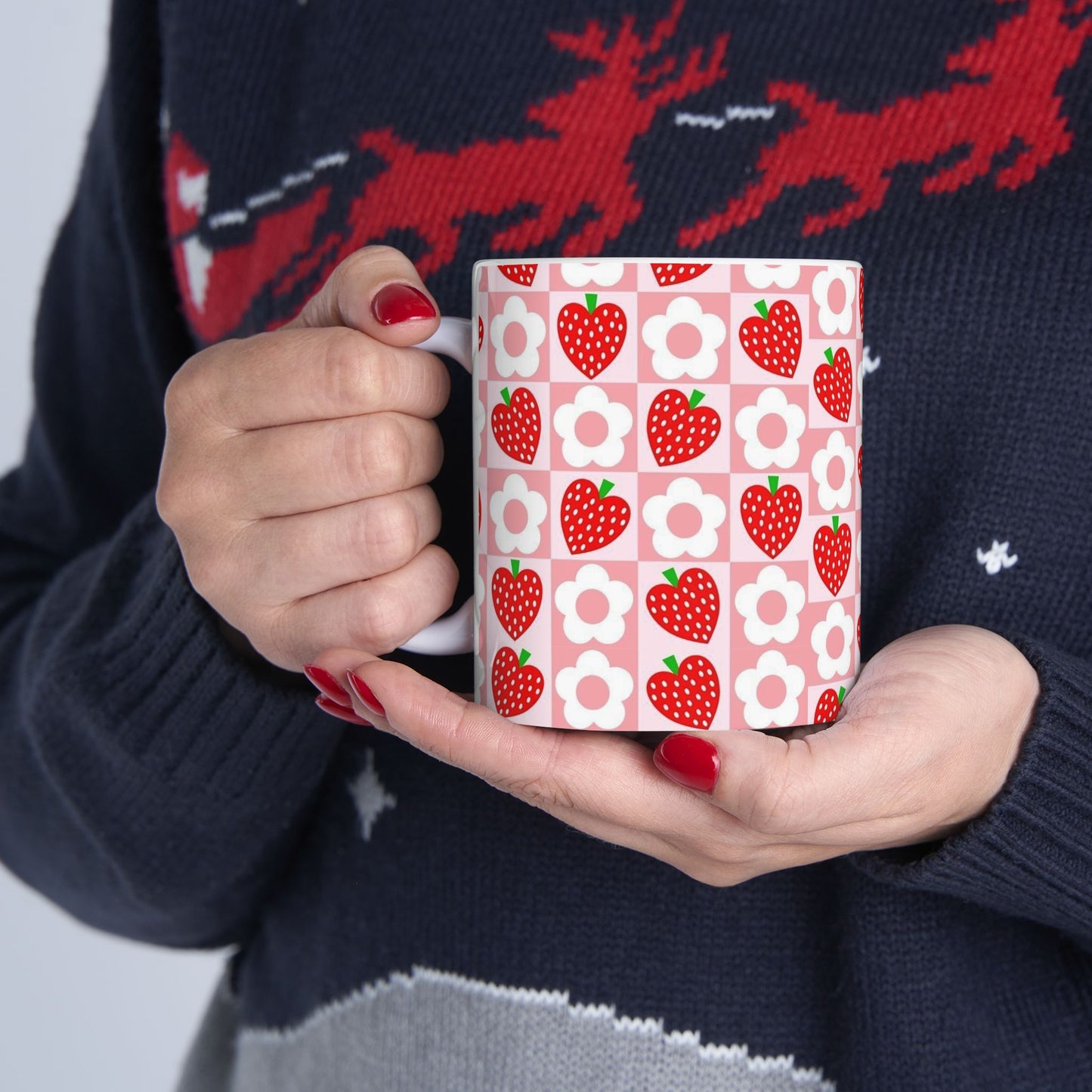 Cute Strawberry Pattern Ceramic Mug | Fruit-Inspired Mug for Beverage Lovers - Perfect for Tea and Coffee Lovers