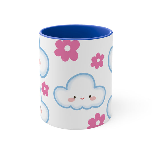 Cute Cloud & Flower Accent Mug - 11oz Coffee Cup for Kids & Spring Gifts