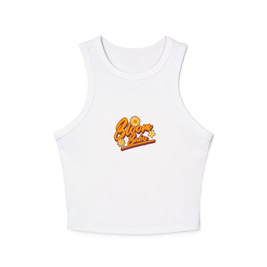 Bloom Baby Women's Micro Rib Racer Tank Top - Cute Flower Graphic Tee