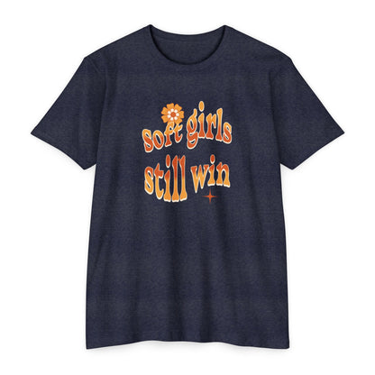 Soft Girls Still Win Unisex Jersey T-Shirt | Trendy Green Tee for Positive Vibes