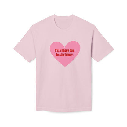 Positive Vibes Unisex Midweight T-shirt - "It's a Happy Day to Stay Happy"